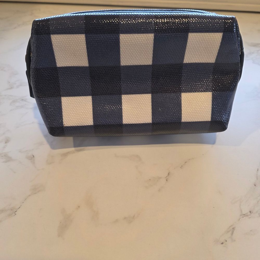 J. Crew Navy and White Gingham Pouch
